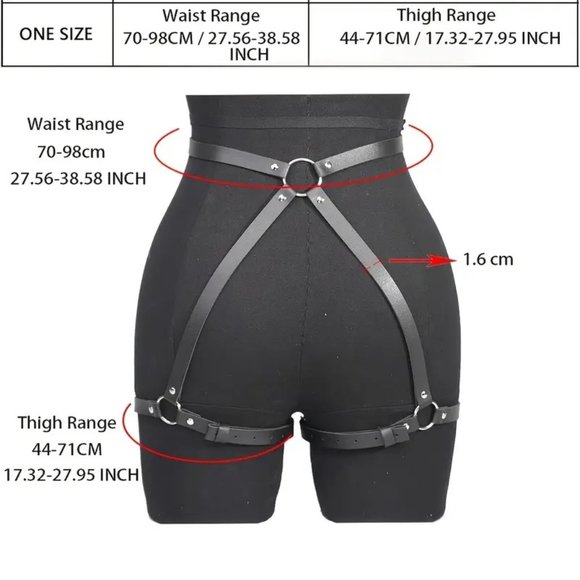 Leather Garter Harness Sexy Bondage Role Play Belt Thigh Body Waist Kinky Bows - Picture 5 of 8